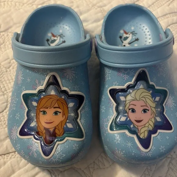 Disney's Frozen Slip On Shoes, Girls‎ Size 7-8 Elsa Ahna Olaf  Adjustable Strap - Picture 6 of 9